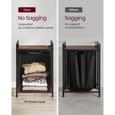 Rustic Brown and Black Metal Frame Laundry Sorter with Shelf