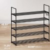 Anycoo 5-Tier Extra Wide Shoe Rack with Hooks, Metal Shoe Organizer Holds 20-25 Pairs, Stackable Storage Shelf for Entryway, Closet, Bathroom, Black - 3 of 4