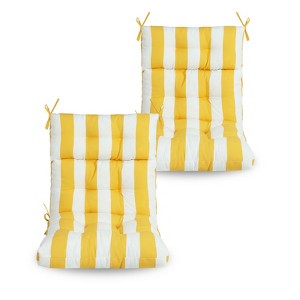 VisioGear 2PCS Set High Back Patio Chair Cushions, Tufted Rocking Chair Cushions, Adirondack Cushions, Yellow & White, 44''*22''*4" - 1 of 4