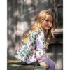 Deux par Deux Girl Stretch Fleece Sweatshirt Sage Floral - 2 of 4