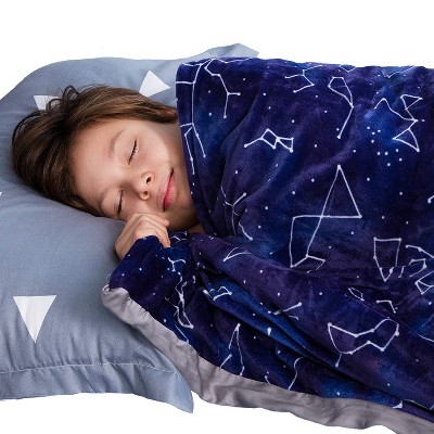 Florensi Weighted Blanket For Kids With Bamboo And Minky Removeable Cover Blue Constellation 36 X 48