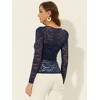 INSPIRE CHIC Women's Vintage Semi-Sheer Puff Long Sleeve Embroidery Lace Floral Blouse - 4 of 4
