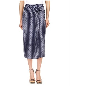 Michael Kors Womens Twist Front Chain Print Midi Skirt - 1 of 1