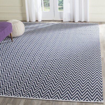 Navy/Ivory Chevron Cotton Flat Woven Area Rug