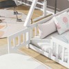 CAVINAS Twin/Full Size Bed Frame with Tent-Shaped Roof & Guardrails,Modern Floor Bed for Kids Room,Bedroom - 4 of 4