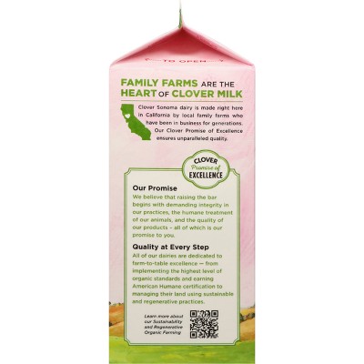 Clover Sonoma Fresh Organic Pastured Raised Whole Milk - 0.5gal