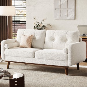 Garvee 65" Loveseat Sofa Couch, Boucle Upholstered Sofa with Wood Legs for Living Room, Bedroom, Office - 1 of 4