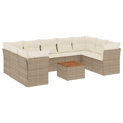 vidaXL Garden Sofa Set Beige PE rattan Large Modular Garden Sofa Set