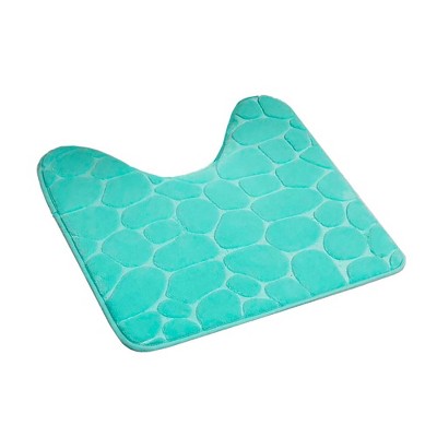 Aqua Blue Memory Foam Contour Bath Mat with 3D Pebble Design