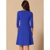 INSPIRE CHIC Women's Crew Neck 3/4 Sleeve Pleated Neck A-Line Above Knee Dress - 3 of 4
