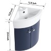 13" Corner Bathroom Vanity Sink Combo,Wall Mounted Floating Cabinet for Small Space,Corner Wall Mount Vanity Sink with Metal Handle - 2 of 4