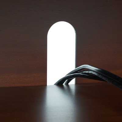 Walnut and Natural Rattan 2-Shelf TV Stand with Cabinet