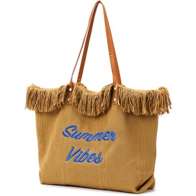 BEAFUP Personalized Embroidered Tote Bag - Large Capacity Travel Shoulder Bag for Women, Lettering Canvas Tote for Daily Wear