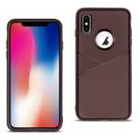 Reiko Apple iPhone X/XS TPU Leather Feel Case Leather Fit Flexible Slim Premium Case in Brown