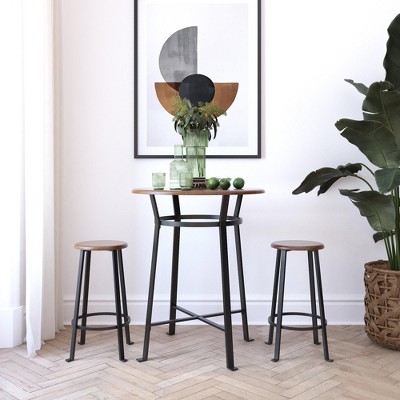 Montgomery 3-Piece Dark Mahogany and Black Round Dining Set