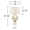 Possini Euro Design Halley Modern Table Lamp 27 1/2" Tall Sculptural Gold Metal Rings with Night Light White Shade Bedroom Living Room Bedside Office - 4 of 4