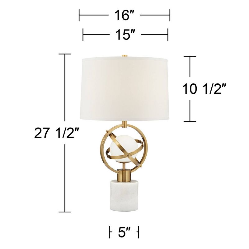 Possini Euro Design Halley Modern Table Lamp 27 1/2" Tall Sculptural Gold Metal Rings with Night Light White Shade Bedroom Living Room Bedside Office, 4 of 10
