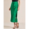 INSPIRE CHIC Women Satin Maxi Elastic High Waist Side Slit Flowy Long for Party Wedding Skirt - 3 of 4