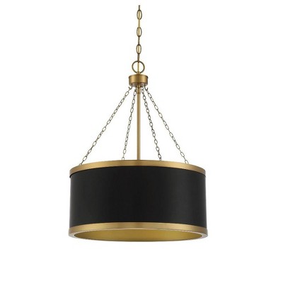 Delphi Vintage Hollywood 6-Light Black and Warm Brass Drum Pendant