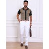 INSPIRE CHIC Men's Striped Knitted Summer Short Sleeves Button Down Jacquard Polo Shirts - 2 of 4