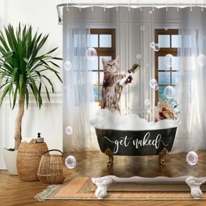 LunaLulinlk Funny Cat Shower Curtain - 1 of 4