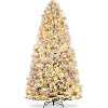 Artificial Christmas Tree with White Lights & Foldabe Metal Stand, Flocked Christmas Pine Trees for Home, Holiday Decoration - 4 of 4