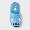 Women's Lilo & Stitch Embroidered Plush Slide Slippers - Blue - 3 of 4