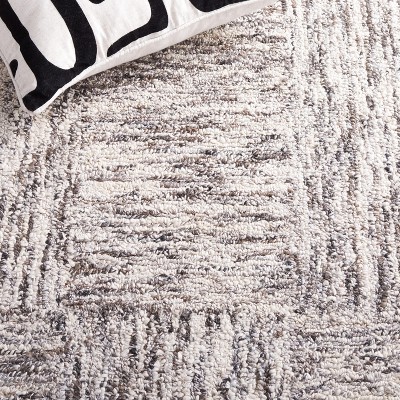 Ivory Charcoal Abstract Hand-Tufted Wool Round Rug - 6'