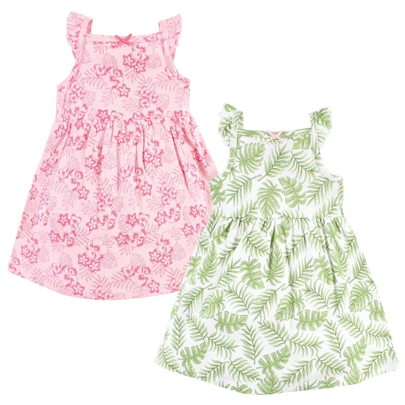 Hudson Baby Baby Girls Cotton Dresses, Palm Leaf, 1 of 5
