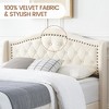 Queen King Bed Frame, Upholstered Platform Bed with Wingback Tall Headboard and Button Tufted Design, Wood Slat Support, No Box Spring Needed, Beige - 4 of 4