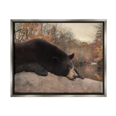 Stupell Industries Resting Bear Autumn Foliage LakeFloater Canvas Wall Art