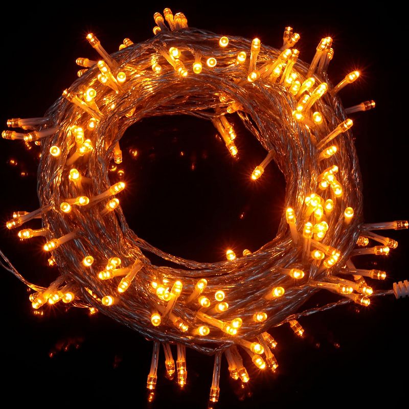 Joiedomi 300 Orange LED Clear Wire String Lights, 8 Modes, 4 of 5