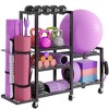 MOEPISY 6-Tier Home Gym Storage Rack with Wheels, Dumbbell Weight Rack and Yoga Mat Organizer - 3 of 4