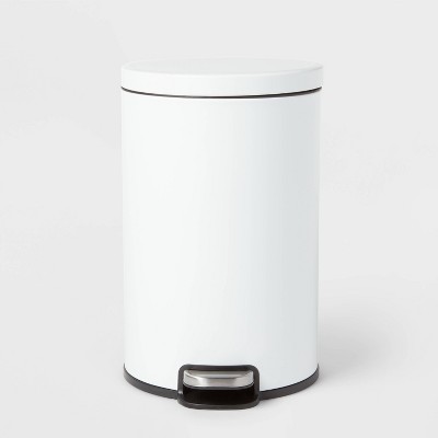 12L Round Step Trash Can White - Brightroom