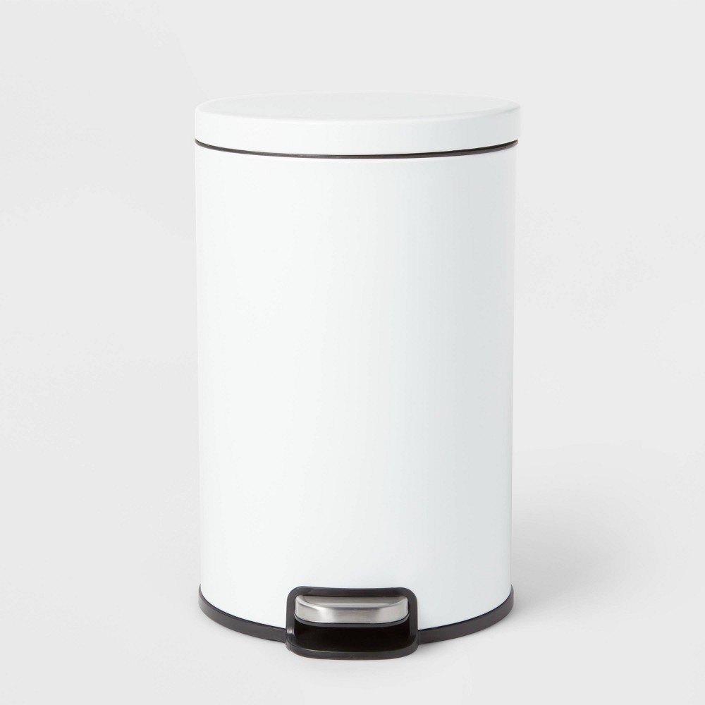 Photos - Waste Bin 12L Round Step Trash Can White - Brightroom™: Stainless Steel, Indoor Bin with Lid, Smooth Finish, 3.1 Gallon Capacity