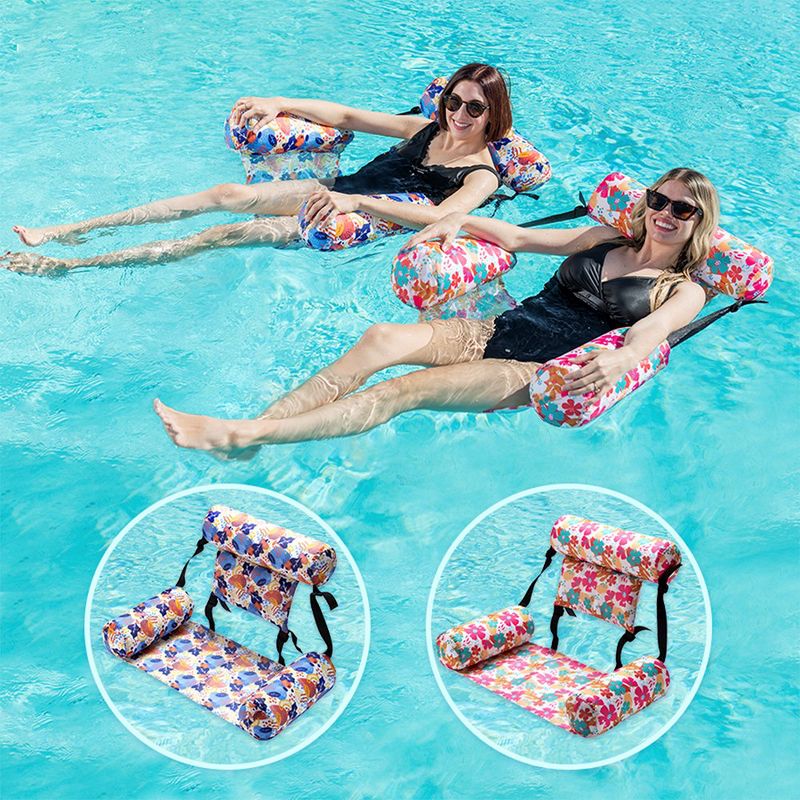Syncfun 2 Packs Inflatable Pool Lounge Chairs,Blow up Pool Noodles Floats for Adults, Floating Water Chair for Pool Party Summer Water Fun, 1 of 8