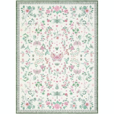 Modern Floral Machine Washable Non-Slip Runner Rug - Low Pile Waterproof Carpet for Kitchen, Entryway, Bathroom, Laundry & Dorm
