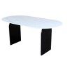 HomeRoots 72" White and Black Marble And Solid Wood Sled Base Oval Dining Table - 4 of 4