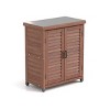 Potting Bench with Storage Cabinet, Outdoor Garden Workstation with Metal Tabletop, Ventilated Doors, Patio Tool Organizer-The Pop Home - 4 of 4