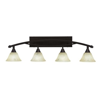 Toltec Lighting Bow 4 - Light Vanity in  Bronze with 7" Italian Marble Shade
