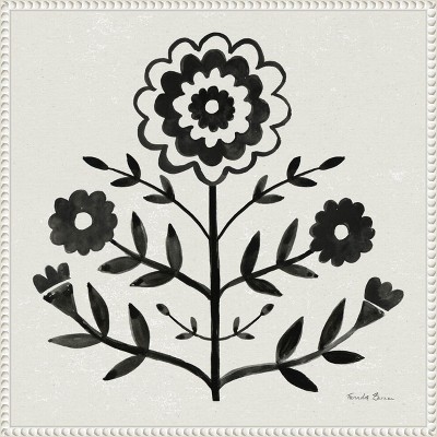 Amanti Art Garden Folk Flowers I Black by Farida Zaman Canvas Wall Art Print Framed 22 x 22-in.