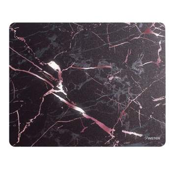 Insten Reflective Marble Design Mouse Pad - Anti-Slip Mat for Wired/Wireless Gaming Computer Mouse, Black/Rose Gold