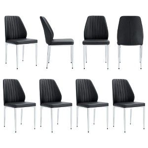 NicBex PU Leather Dining Chairs Set of 8,Armless Upholstered Kitchen Chair with Extended Backrest and Silver Metal Legs for Dining Room,Kitchen - 1 of 4