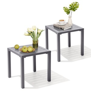 Crestlive Products Aluminum Outdoor Side Table Pool Lounge Chair Side Table Weather Resistant Small Square Coffee End Table - 1 of 4