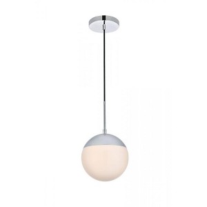 Elegant Lighting Eclipse 1 Light Chrome Pendant With Frosted White Glass - 1 of 4