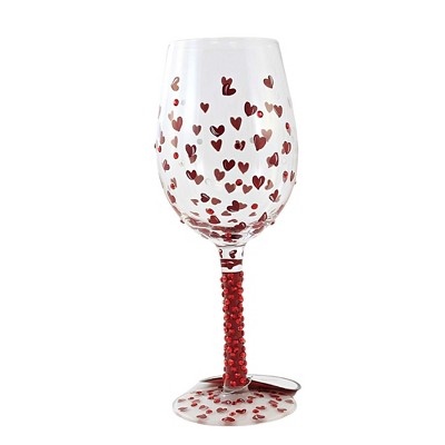 Tabletop 8.75" Red Hot Wine Glass Women Heart Disease Enesco  -  Drinkware