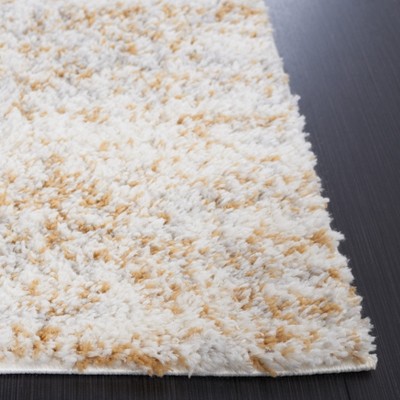 Ivory & Light Gold Synthetic 8' x 10' Low Pile Shag Rug