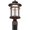 Franklin Iron Works Mission Post Light Fixture LED Bronze 15 1/2" Seeded Glass for Deck Garden Yard - 3 of 4