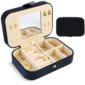 Benevolence LA Plush Velvet Travel Jewelry Box Organizer with Mirror - 1 of 4