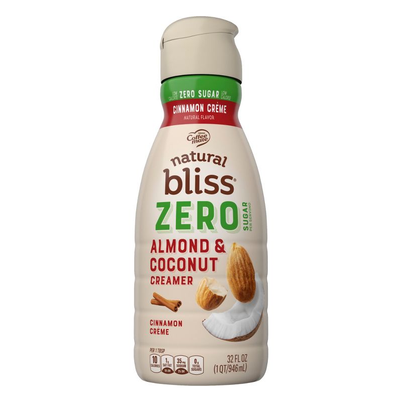 Coffee mate Natural Bliss Zero Sugar Almond &#38; Coconut Milk Cinnamon Coffee Creamer - 32oz, 1 of 11